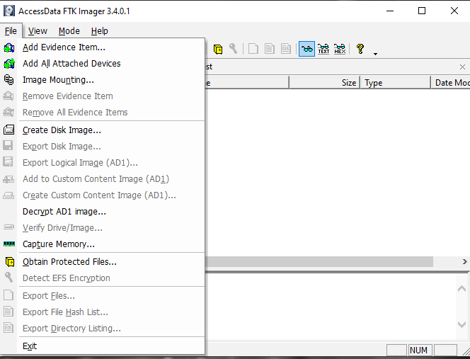 FTK File Selection